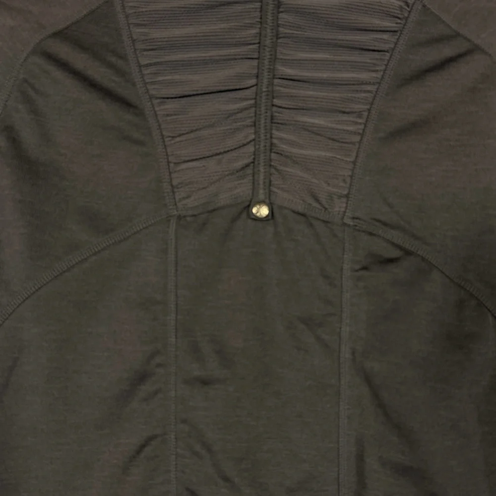 Athleta Ruched Pocket Dark Gray Athletic Workout Zip Front Jacket Sz S